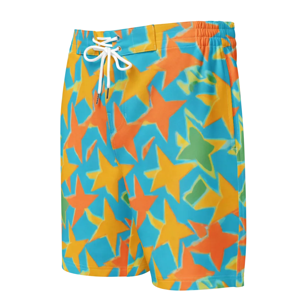 Turquoise Stardust on Men's Board Shorts — Front