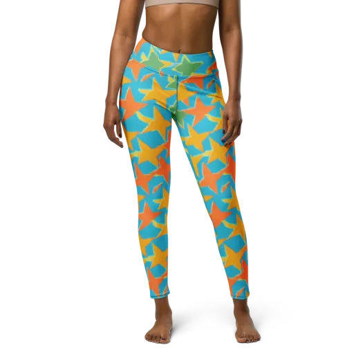 Turquoise Stardust on a Yoga Leggings