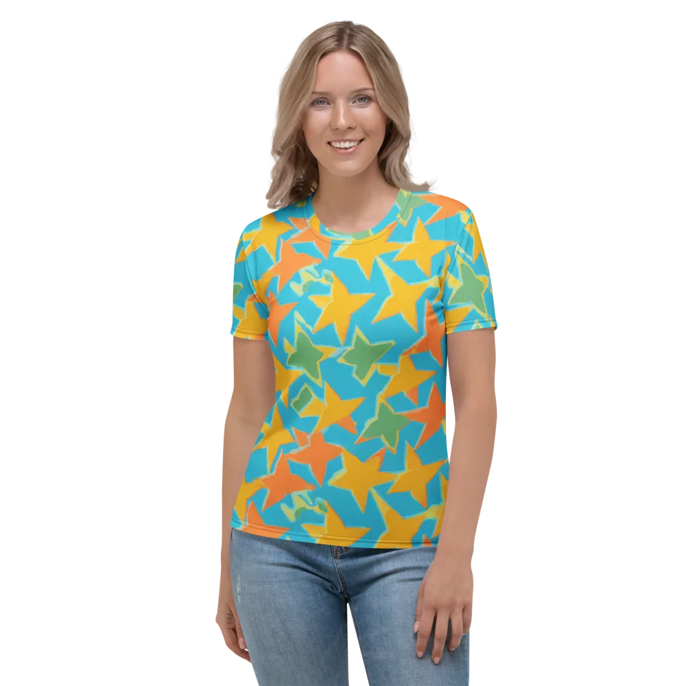 Turquoise Stardust on Women's Crew Neck T-Shirt — Front