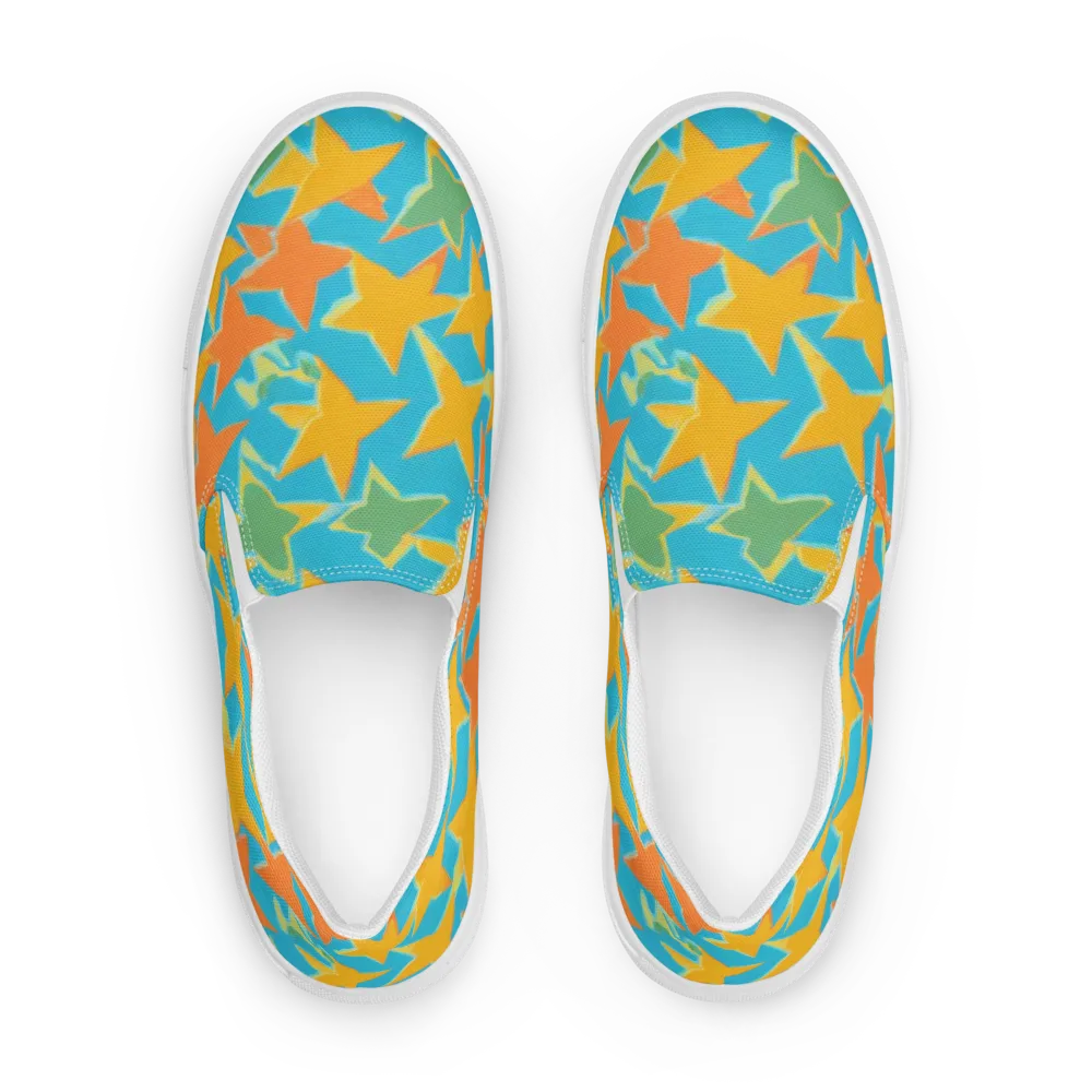 Turquoise Stardust on Men's Slip-On Canvas Shoes — Front
