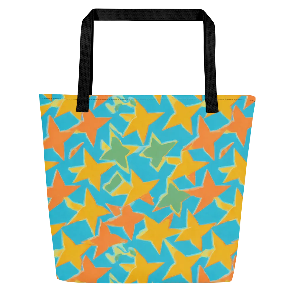 Turquoise Stardust on Large Tote Bag W/ Pocket — Front