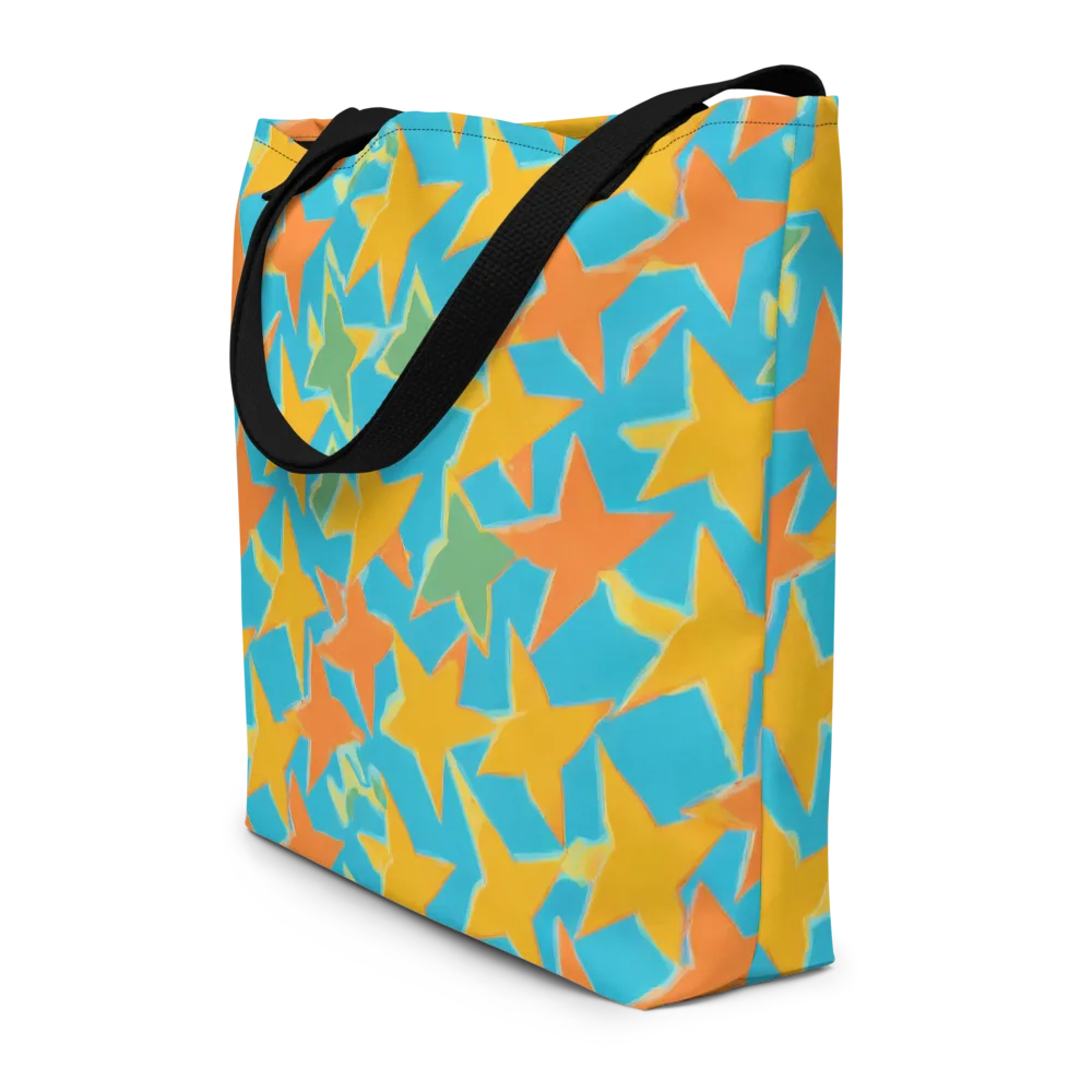 Turquoise Stardust on Large Tote Bag W/ Pocket — Front
