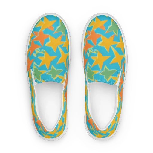 Turquoise Stardust on a Women's Slip-On Canvas Shoes