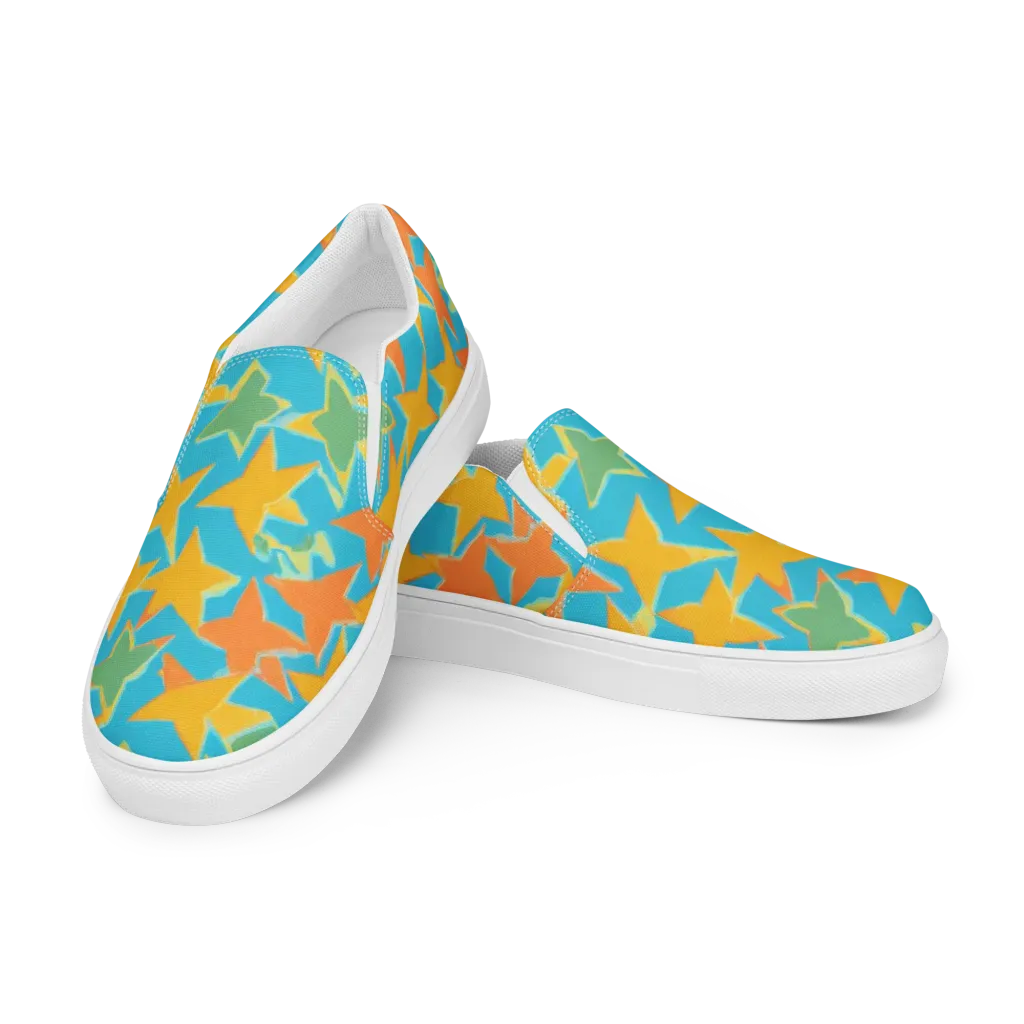 Turquoise Stardust on Women's Slip-On Canvas Shoes — Left Front