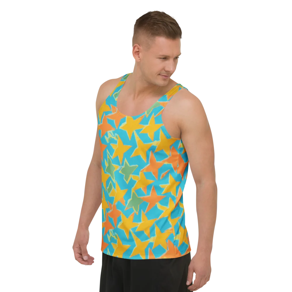 Turquoise Stardust on Men's Tank Top — Left Front