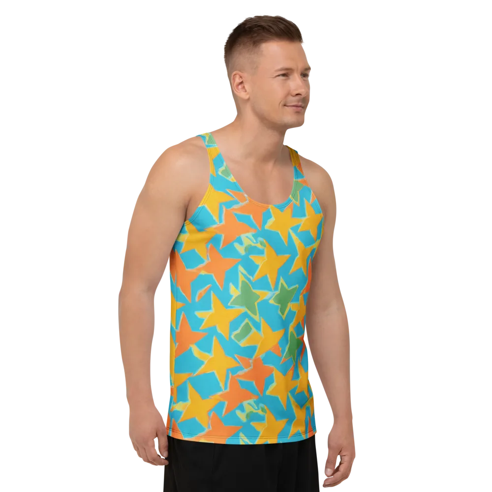 Turquoise Stardust on Men's Tank Top — Right Front