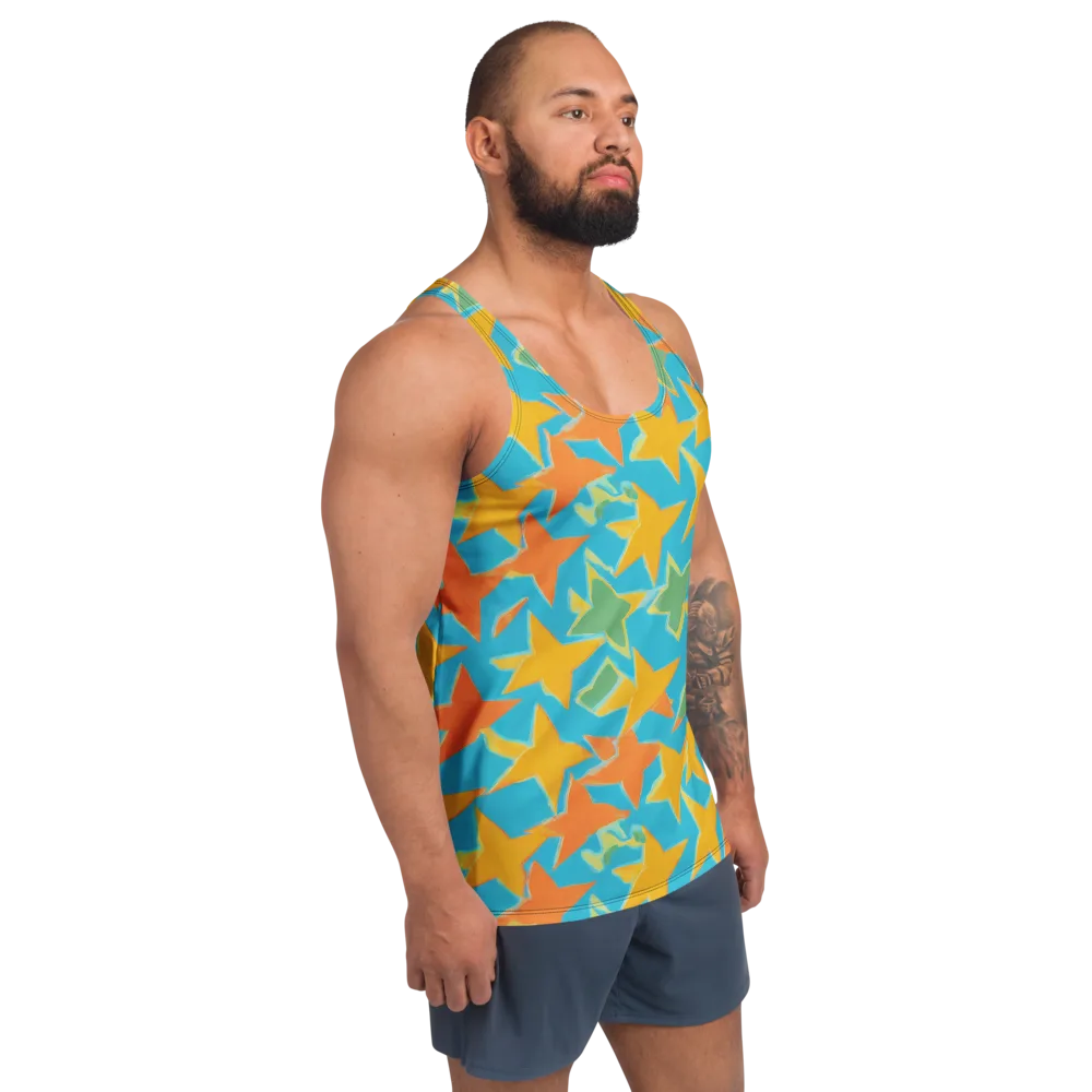 Turquoise Stardust on Men's Tank Top — Right Front