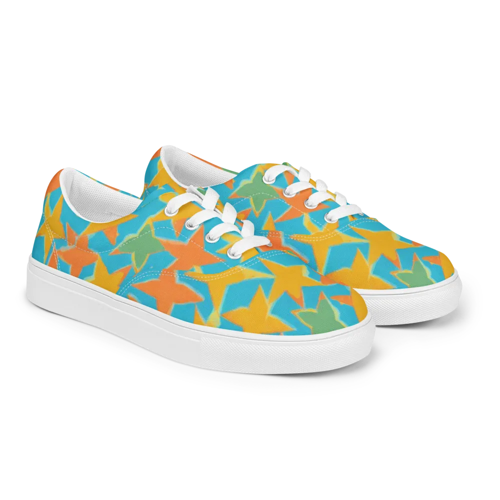 Turquoise Stardust on Men's Lace-Up Canvas Shoes — Right Front