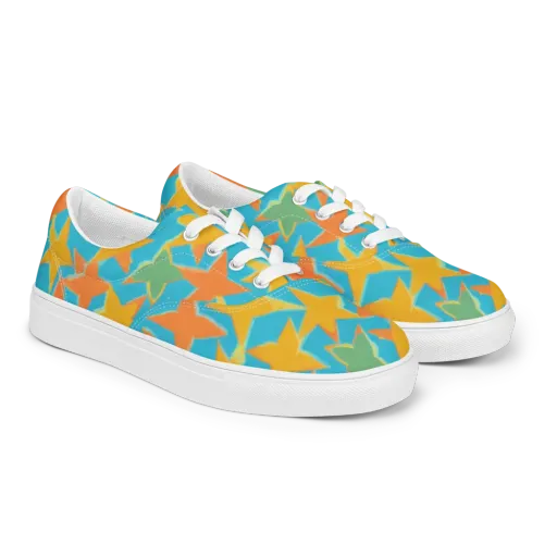 Turquoise Stardust on a Men's Lace-Up Canvas Shoes