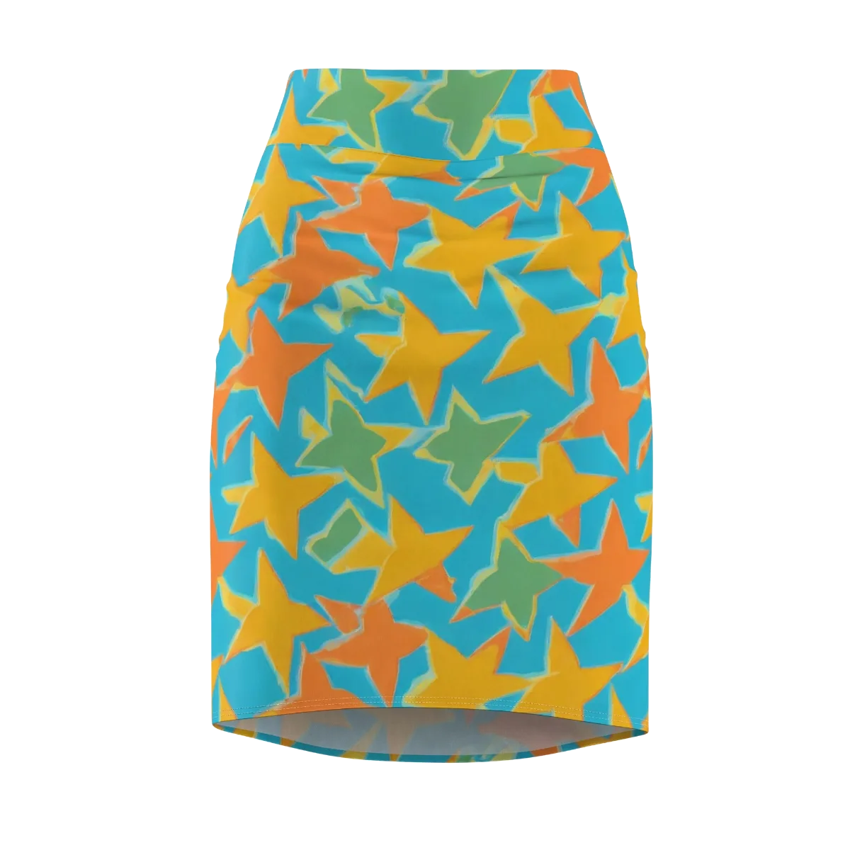 Turquoise Stardust on Pencil Skirt — Front