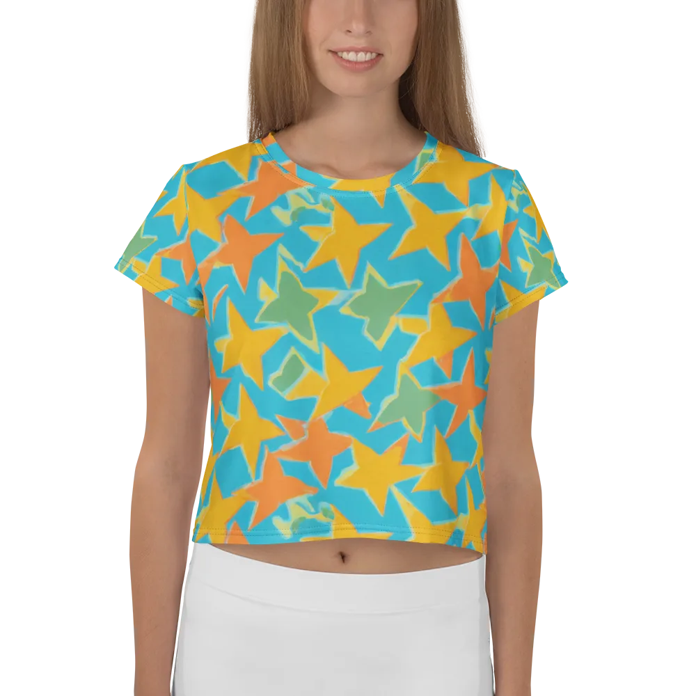 Turquoise Stardust on Crop Tee — Front