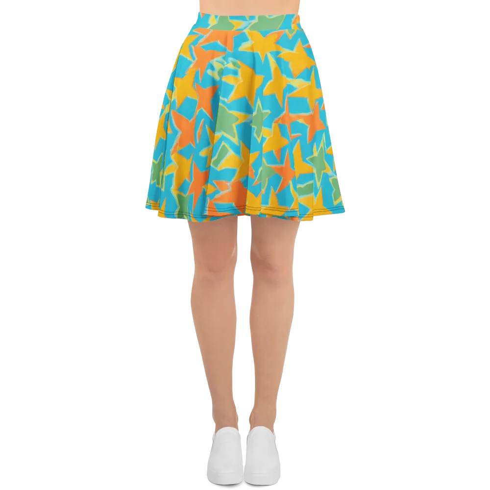 Turquoise Stardust on Skater Skirt — Front