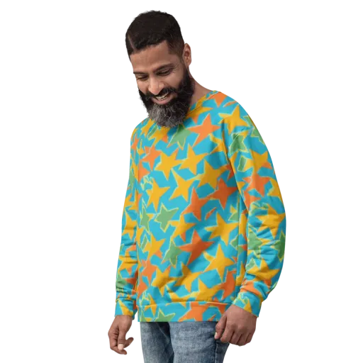 Turquoise Stardust on a Sweatshirt