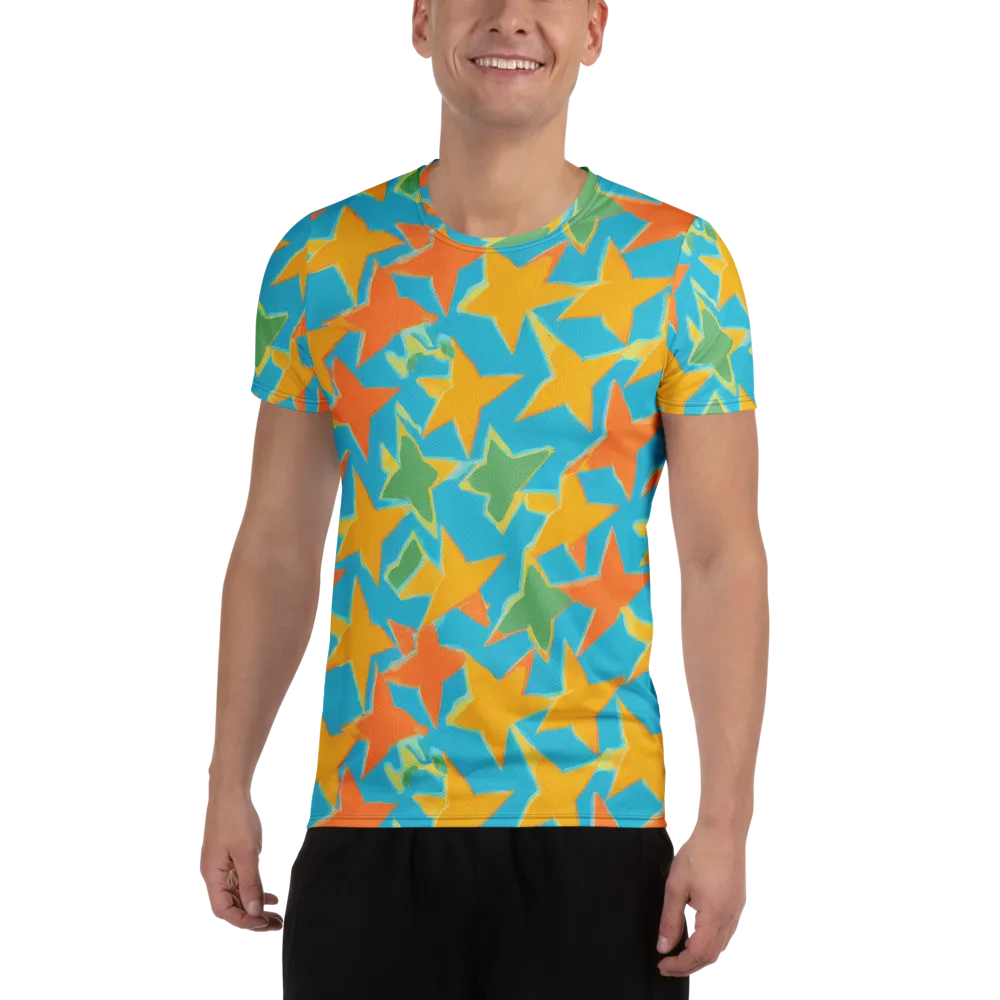 Turquoise Stardust on Men's Athletic T-Shirt — Front