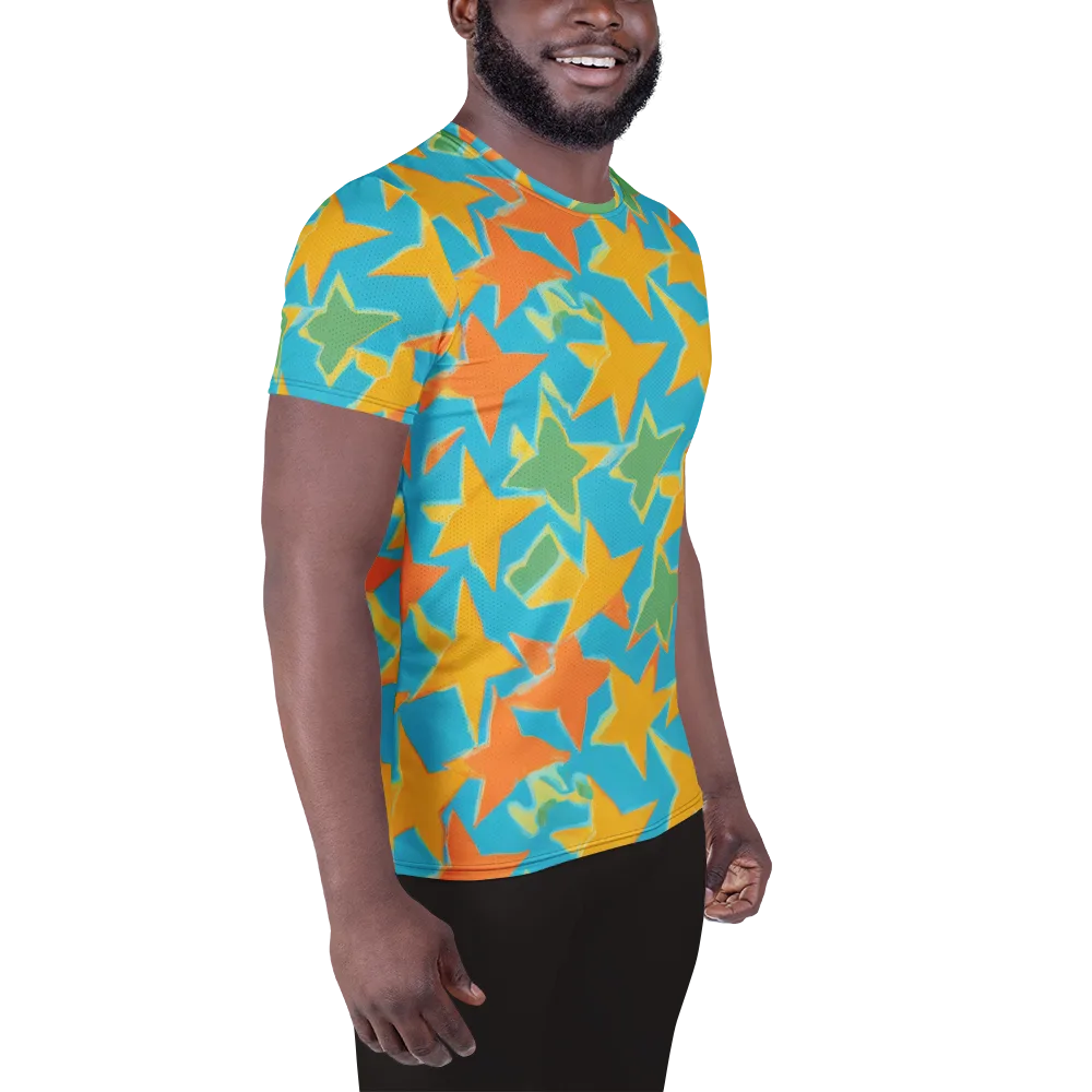 Turquoise Stardust on Men's Athletic T-Shirt — Right