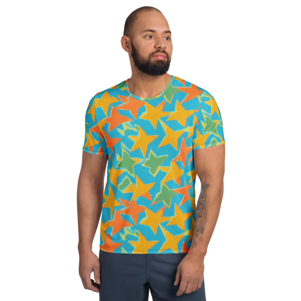 Turquoise Stardust on Men's Athletic T-Shirt — Front