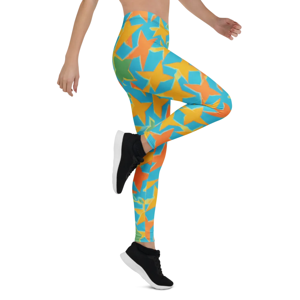 Turquoise Stardust on Leggings — Right