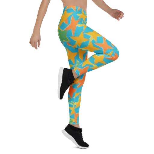 Turquoise Stardust on a Leggings