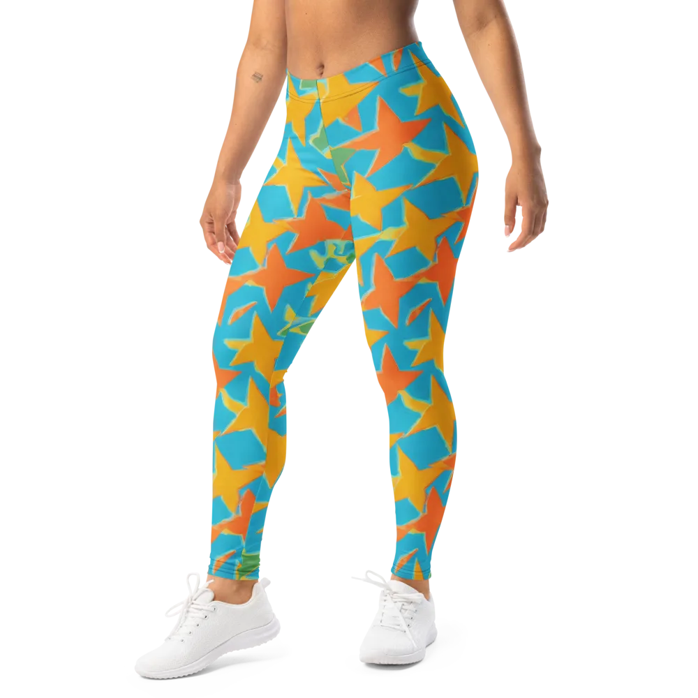 Turquoise Stardust on Leggings — Left Front