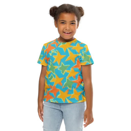 Turquoise Stardust on a Kids Crew Neck T-Shirt