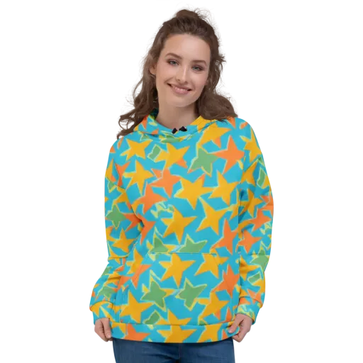 Turquoise Stardust on a Hoodie