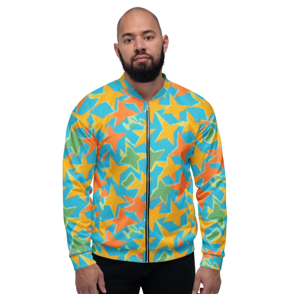 Turquoise Stardust on Bomber Jacket — Front