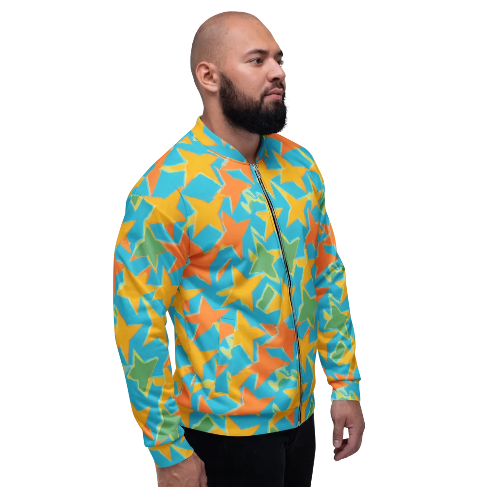 Turquoise Stardust on Bomber Jacket — Right