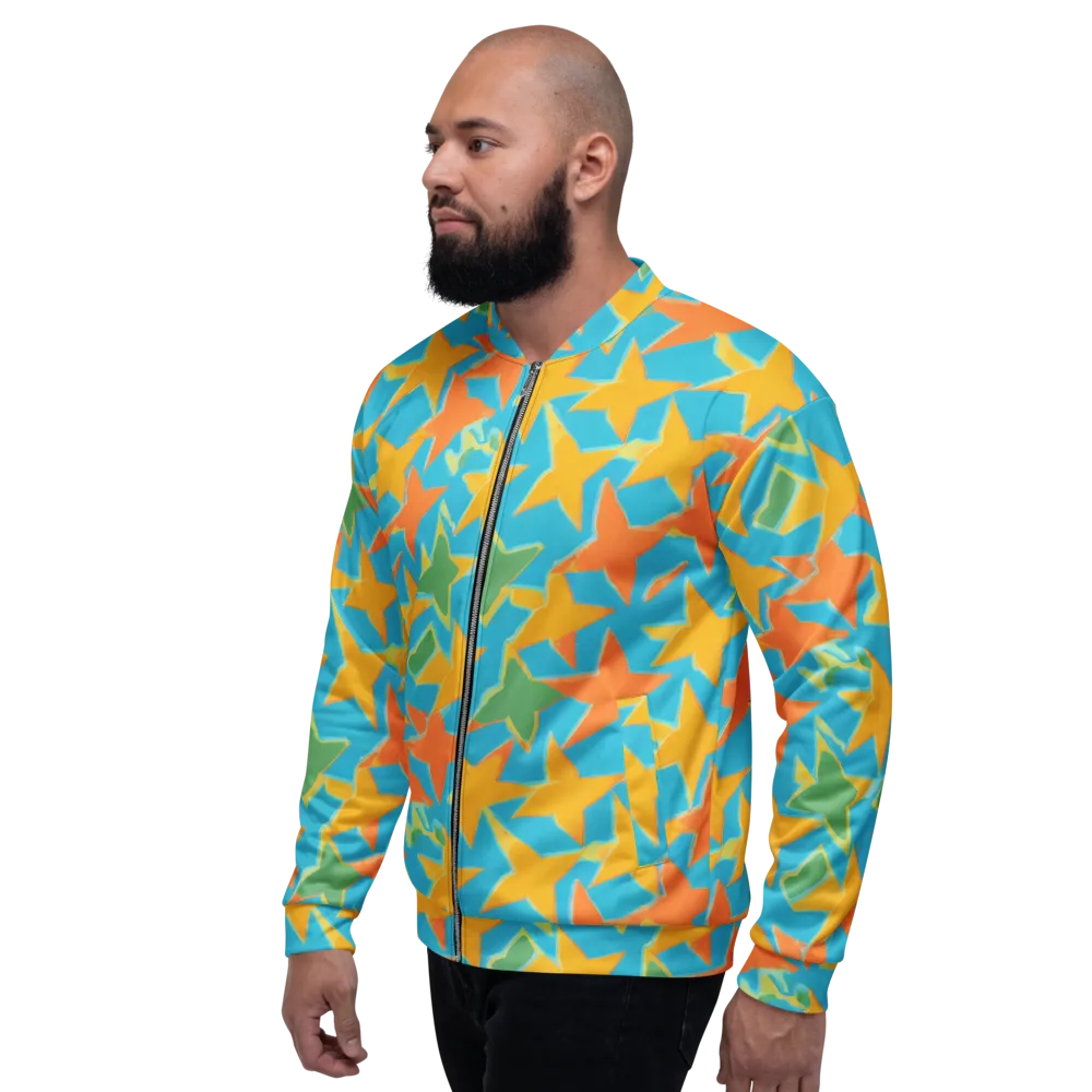 Turquoise Stardust on Bomber Jacket — Left