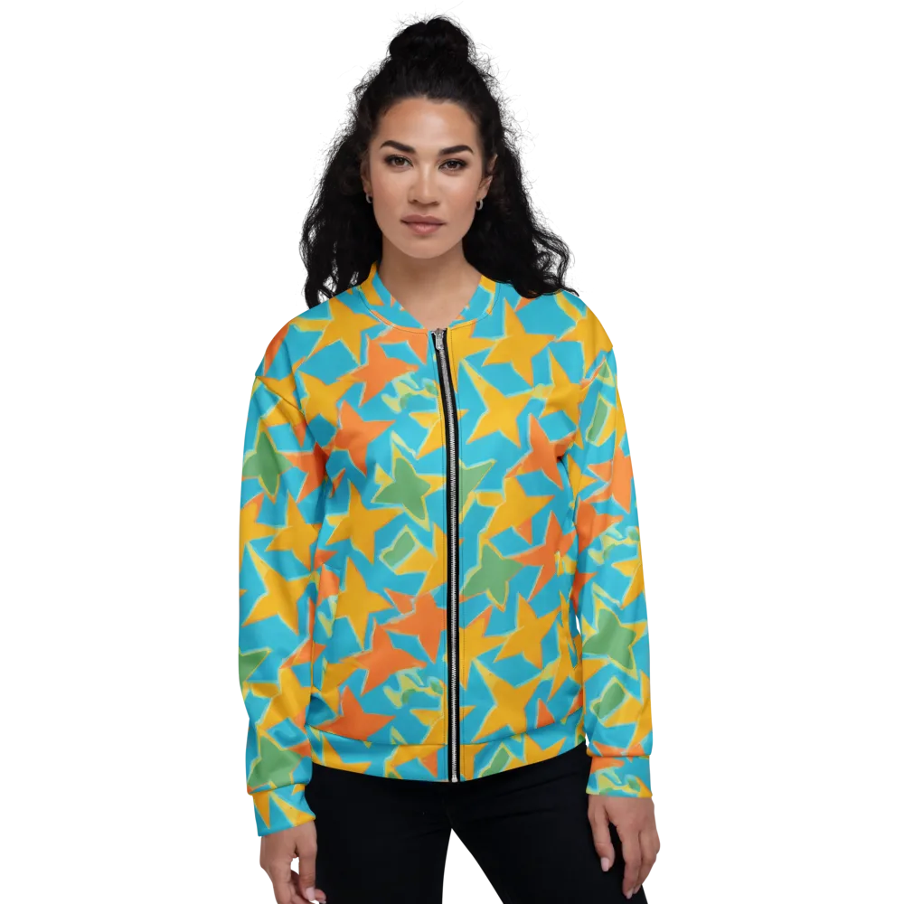 Turquoise Stardust on Bomber Jacket — Front