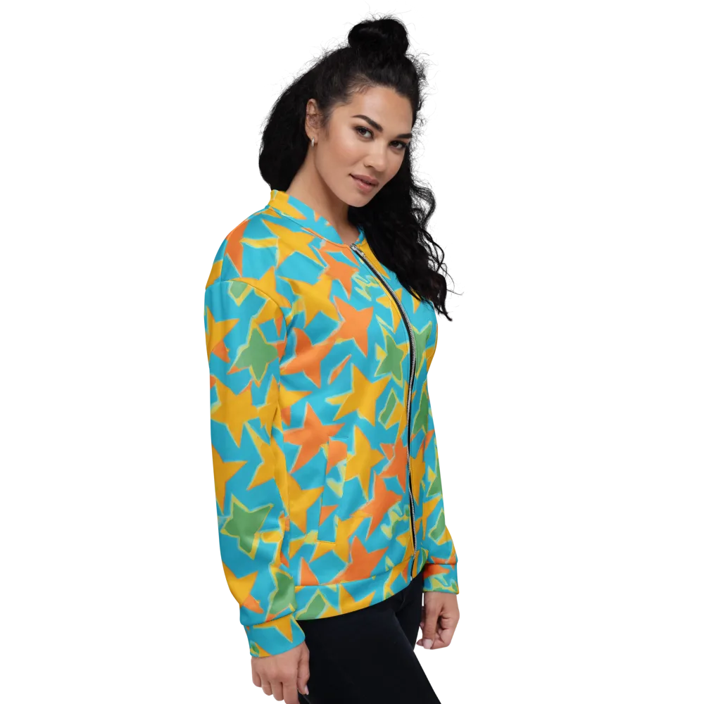 Turquoise Stardust on Bomber Jacket — Right