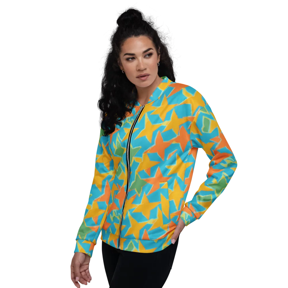 Turquoise Stardust on Bomber Jacket — Left