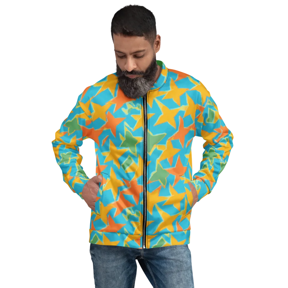 Turquoise Stardust on Bomber Jacket — Front
