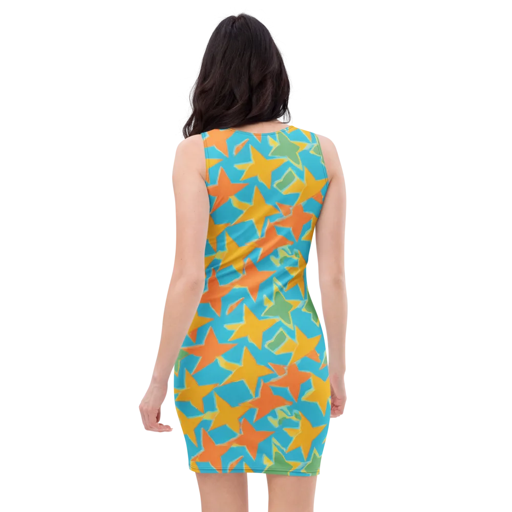 Turquoise Stardust on Bodycon Dress — Back