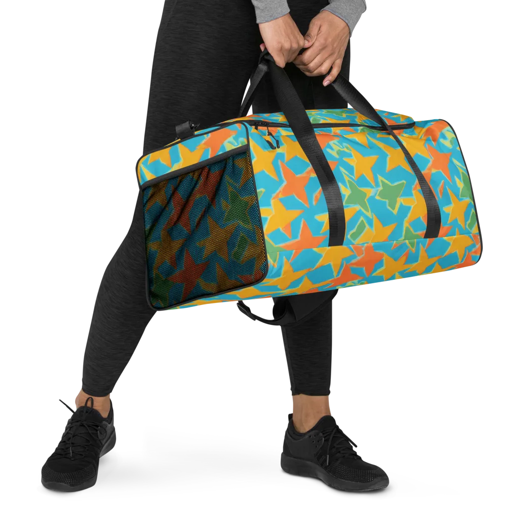 Turquoise Stardust on Duffle Bag — Right Front