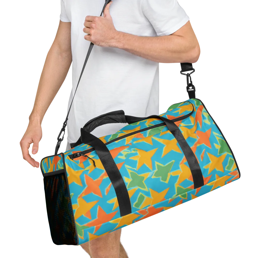 Turquoise Stardust on Duffle Bag — Right Front