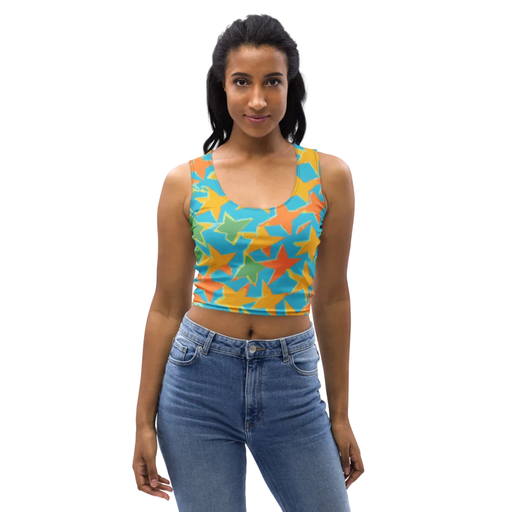 Turquoise Stardust on Crop Top — Front