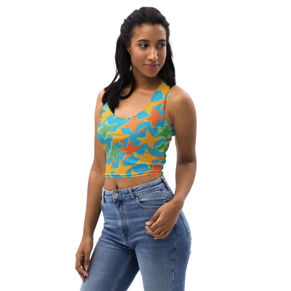 Turquoise Stardust on Crop Top — Left Front