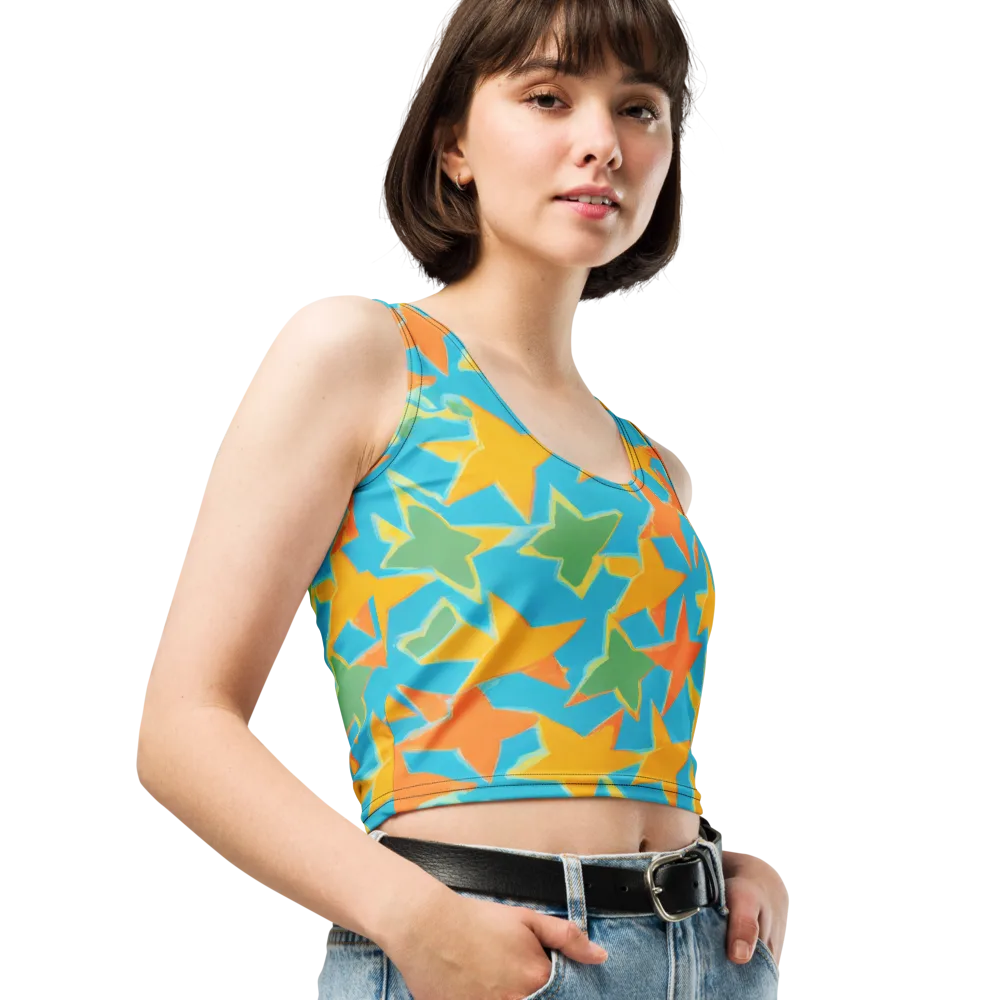 Turquoise Stardust on Crop Top — Right Front