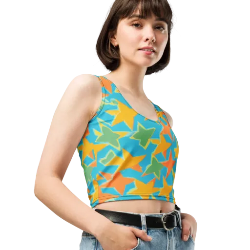 Turquoise Stardust on a Crop Top