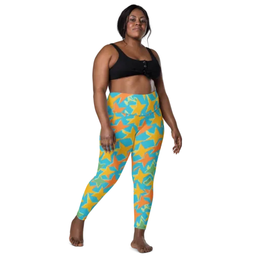 Turquoise Stardust on a Leggings with Pockets