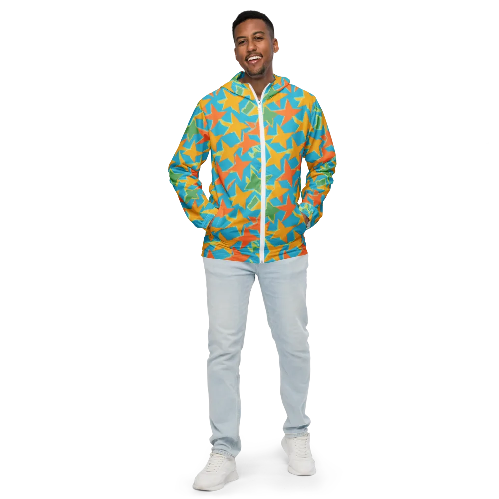 Turquoise Stardust on Men's Windbreaker — Front