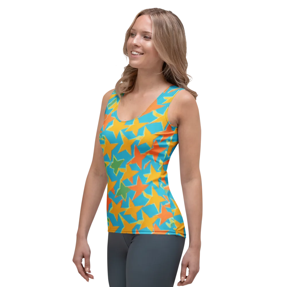 Turquoise Stardust on Women's Tank Top — Left Front