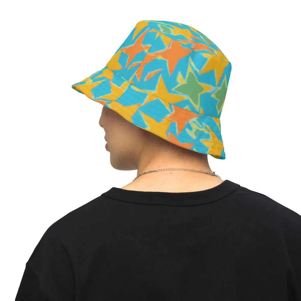 Turquoise Stardust on Reversible Bucket Hat — Back Inside