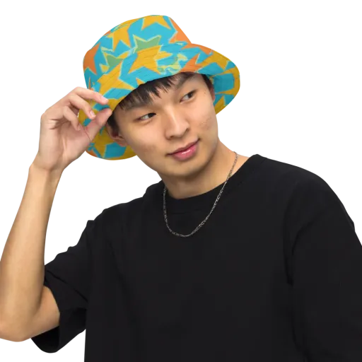 Turquoise Stardust on a Reversible Bucket Hat