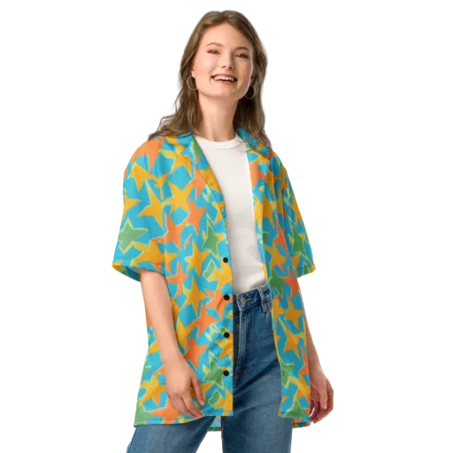 Turquoise Stardust on a Button Shirt