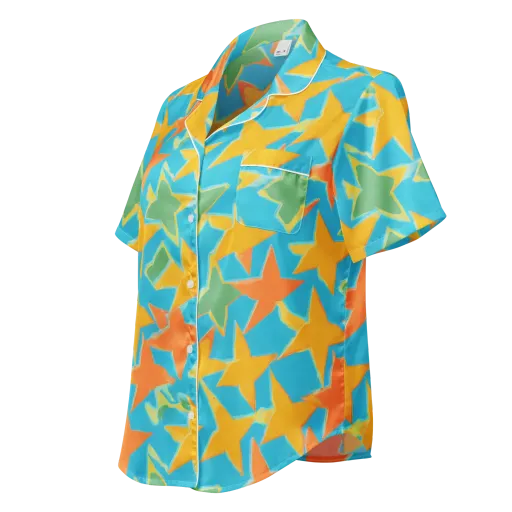 Turquoise Stardust on a Women's Short Sleeve Pajama Top