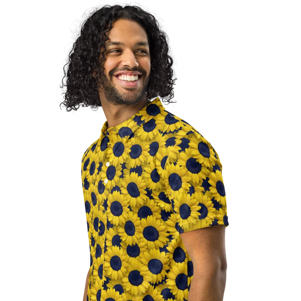 Midnight Sunflowers on Men's Slim Fit Polo Shirt — Left Front