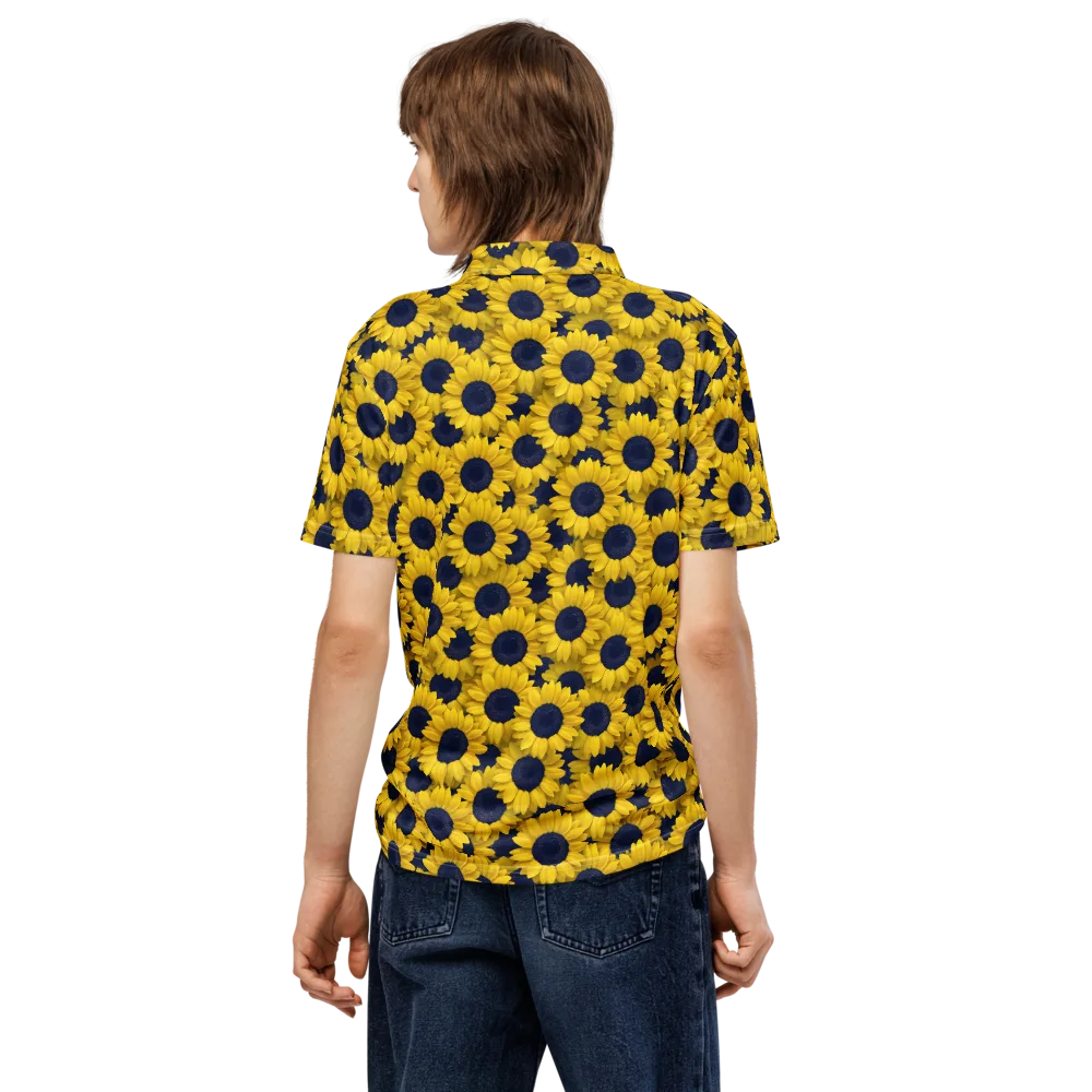 Midnight Sunflowers on Men's Slim Fit Polo Shirt — Back