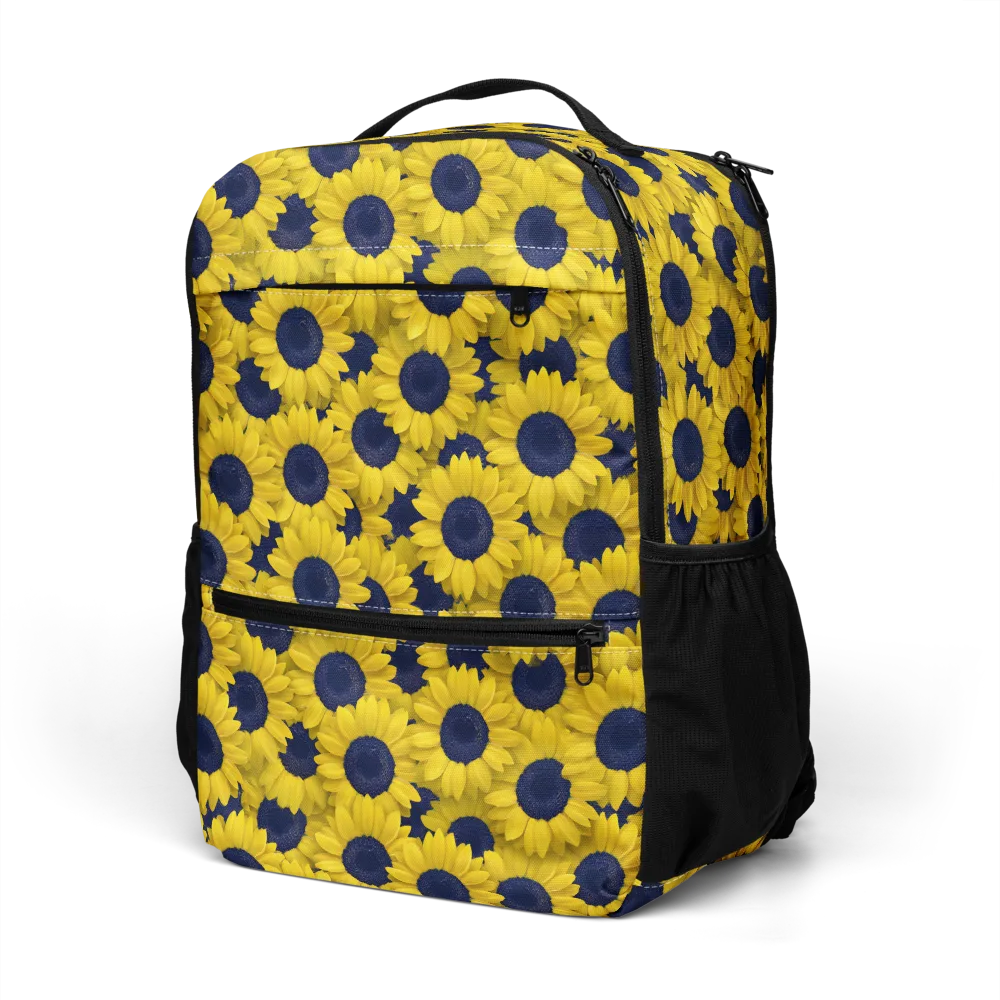 Midnight Sunflowers on Utility Backpack — Left Front
