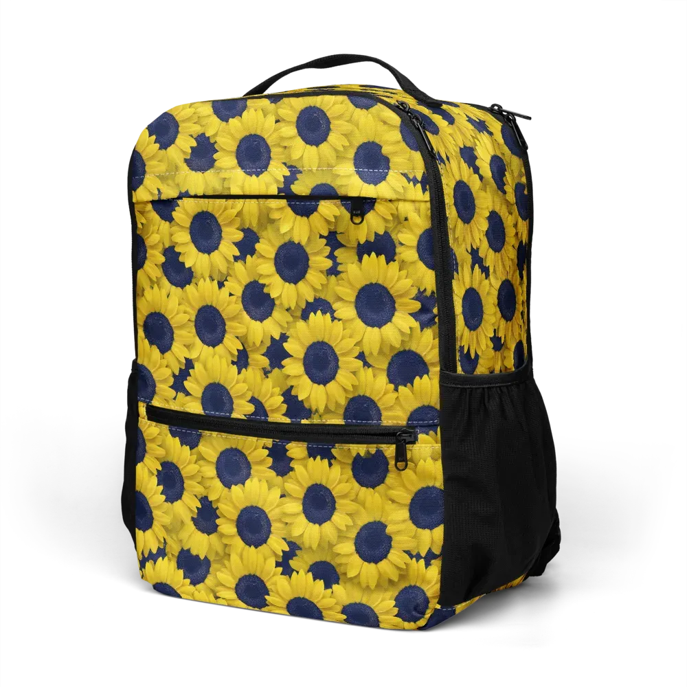 Midnight Sunflowers on Utility Backpack — Left Front